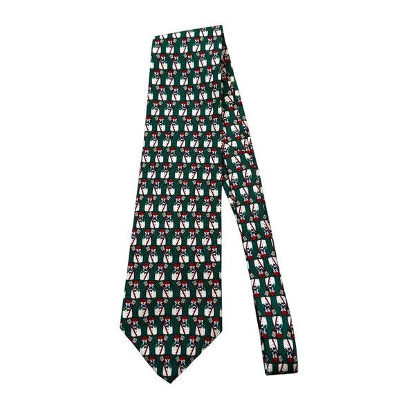Vintage Cotswold Collection Silk Snowman Pattern Tie Christmas Holiday Winter - Picture 6 of 6